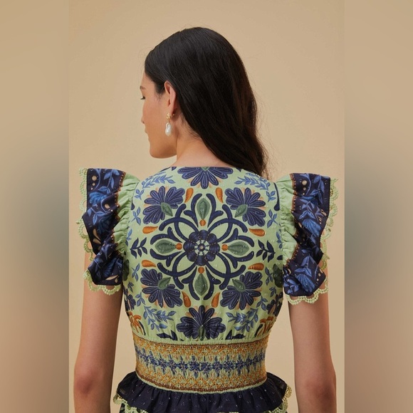 FARM Rio Ocean Tapestry Green Maxi Dress - Picture 5 of 13